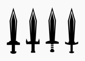 Set of swords isolated in white. Simple vector illustration of blade.