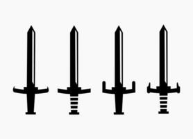 Set of swords isolated in white. Simple vector illustration of blade.