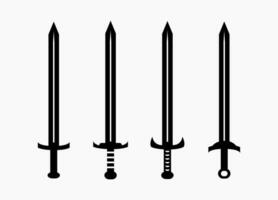 Set of swords isolated in white. Simple vector illustration of blade.