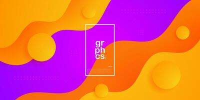 Abstract dynamic purple gradient background with wave fluid orange pattern. Simple and elegant design. Eps10 vector