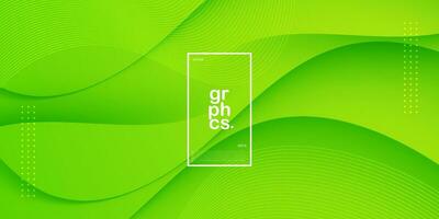 Green wave background with simple fluid shape and lines pattern. Colorful simple green design. Simple bright geometric shapes concept. Eps10 vector