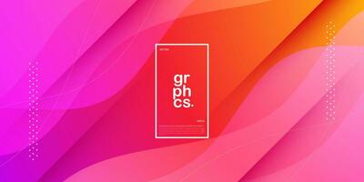 Abstract colorful bright pink orange gradient illustration background with simple wave pattern. Cool and smart design. Eps10 vector