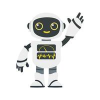 linda blanco ai robot con mano arriba vector