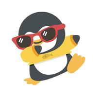 Penguin Cartoon Doing Dab Dance vector