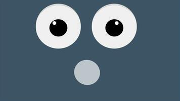 Animated Video Startling Eye Movements and Wide Open Mouth, flat video animation