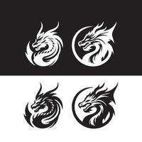 Dragon logo icons. Ancient mythical serpent symbol. Mythological beast sign. Vector illustration.