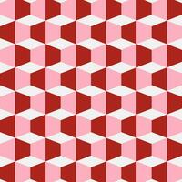 Seamless pattern design with cube with geometric squares with 3D effect with pink, white and red colors. vector