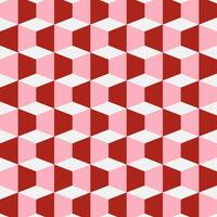 Seamless pattern design with cube with geometric squares with 3D effect with pink, white and red colors. vector