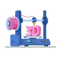 3D Printer Device Cartoon Illustration Vector