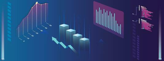 alta tecnología holograma con brillante inversión financiero datos vector gráfico. valores mercado grafico con creciente candelero. infografía elementos