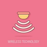 icono del sensor de movimiento en estilo cómico. pictograma de ilustración de dibujos animados de vector de ondas de sensor. efecto de salpicadura de concepto de negocio de conexión de seguridad.