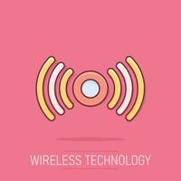 icono del sensor de movimiento en estilo cómico. pictograma de ilustración de dibujos animados de vector de ondas de sensor. efecto de salpicadura de concepto de negocio de conexión de seguridad.