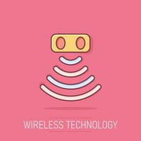 icono del sensor de movimiento en estilo cómico. pictograma de ilustración de dibujos animados de vector de ondas de sensor. efecto de salpicadura de concepto de negocio de conexión de seguridad.