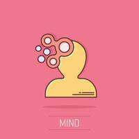 Mind people icon in comic style. Human frustration vector cartoon illustration pictogram. Mind thinking business concept splash effect.