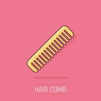 Hair brush icon in comic style. Comb accessory vector cartoon illustration pictogram. Hairbrush business concept splash effect.