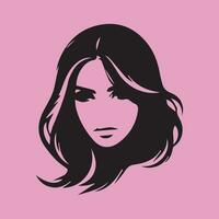 hermosa mujer rostro. silueta. vector ilustración aislado en rosado antecedentes.