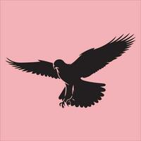 Silhouette of a bird of prey on a pink background. vector