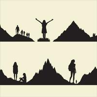 Vector Illustration Silhouette Design of Mountain Climber