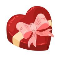 Heart-shaped candy box. Romantic element with ribbon for someone special.  For website banner, Sale, Valentine card, cover, flyer or poster trendy vector illustration