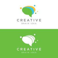 único vistoso cerebro logo modelo diseño con creativo ideas vector