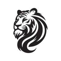 simple tiger logo. tiger vector. Cartoon tiger head, color and black and white. Mascot face front view, logo design element. Isolated vector clip art illustration.