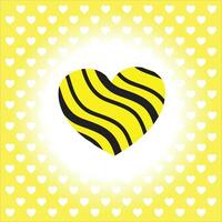 Free vector yellow black wave design heart in yellow background.