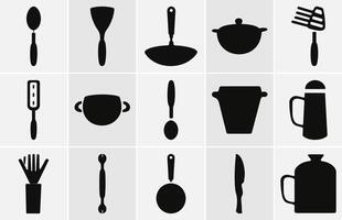 Kitchen tools silhouette, Kitchen utensils silhouette-Vector Silhouette. vector