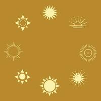 marco de sol elementos místicos y misteriosos en estilo dibujado a mano. perfecto para textiles, tarjetas, misterio, emblemas de logotipos y embalaje de productos. vector