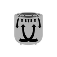 Black and white operating diagram of the inside of an air fryer. Vector illustration. Manual instructions for use.