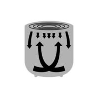 Black and white operating diagram of the inside of an air fryer. Vector illustration. Manual instructions for use.