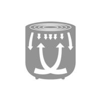 Simple operating diagram of the inside of an air fryer. Vector illustration. Manual instructions for use.