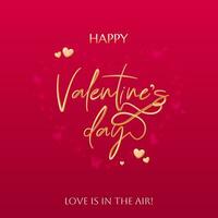 Valentine's Day card featuring golden lettering and bokeh hearts. The design perfect for cards, gifts, and festive decorations. Ideal for conveying romance and celebration. Not AI. vector