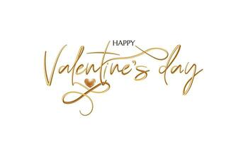 A happy Valentine's Day banner with golden lettering, in a heart shape creating a luxurious and modern design. The realistic gold, perfect for greeting cards or romantic posters. Not AI. vector