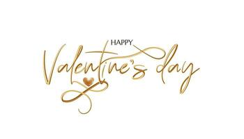 A happy Valentine's Day banner with golden lettering, in a heart shape creating a luxurious and modern design. The realistic gold, perfect for greeting cards or romantic posters. Not AI. vector