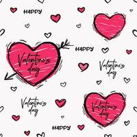 Seamless pattern Valentine's Day sketched hearts. The doodle style romantic and festive atmosphere, suitable for cards, wrapping, and decorations. Ideal for love and celebration. Not AI. vector