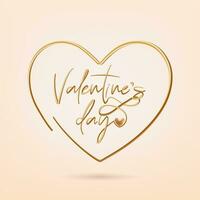 A happy Valentine's Day banner with golden lettering, in a heart shape creating a luxurious and modern design. The realistic gold, perfect for greeting cards or romantic posters. Not AI. vector