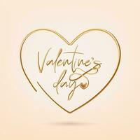 A happy Valentine's Day banner with golden lettering, in a heart shape creating a luxurious and modern design. The realistic gold, perfect for greeting cards or romantic posters. Not AI. vector