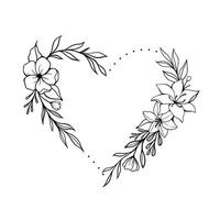 Decorative frame design with flowers wreath in shape heart vector