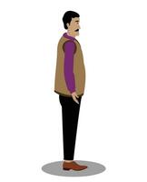 Indian teacher side view cartoon character for 2d animation vector