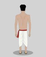 Indian village poor men back view 2d cartoon character for animation vector