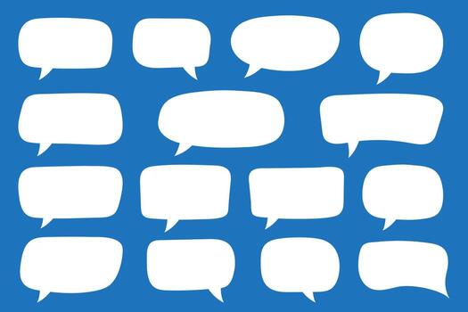 Set of hand drawn speech bubbles. Speak bubble text, cartoon chatting box, message box. Blank empty white speech bubbles. vector