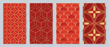 Chinese New Year 2024 card background vector. Year of the dragon design with golden coin, flower, chinese pattern. Elegant oriental illustration for cover, banner, website, calendar, envelope. vector