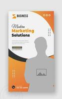 Digital marketing solution or corporate business social media story template design in abstract orange gradient color shape and white background vector