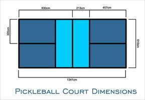 Universal Pickleball Court Dimensions size measurements  in centimeter  top view vector