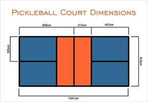 Universal Pickleball Court Dimensions size measurements  in centimeter  top view vector