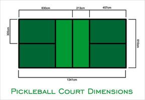 Universal Pickleball Court Dimensions size measurements  in centimeter  top view vector