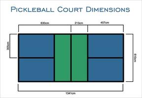 Universal Pickleball Court Dimensions size measurements  in centimeter  top view vector