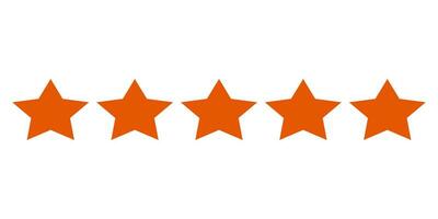 Five stars customer product rating review. Flat icon for apps and websites. Hand Drawn Vector illustration isolated on white. Simple and Asymmetric star symbol for Button, Online Ranking, Opinion.