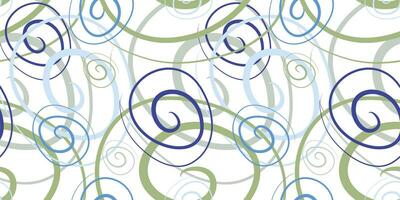 Seamless linear geometric pattern with Colorful Spirals. Abstract line drawing. Irregular chaotically crossed curved lines texture. Colorful flat simple minimalistic background. Trendy textile design. vector