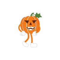 calabazas personaje dibujos animados, Víspera de Todos los Santos calabaza icono vector. plano diseño, Víspera de Todos los Santos de miedo calabaza con sonrisa, contento rostro, varios expresión. vector